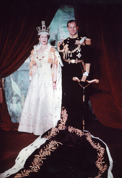 Queen Elizabeth II with the Duke of Edinburgh in her coronation portrait