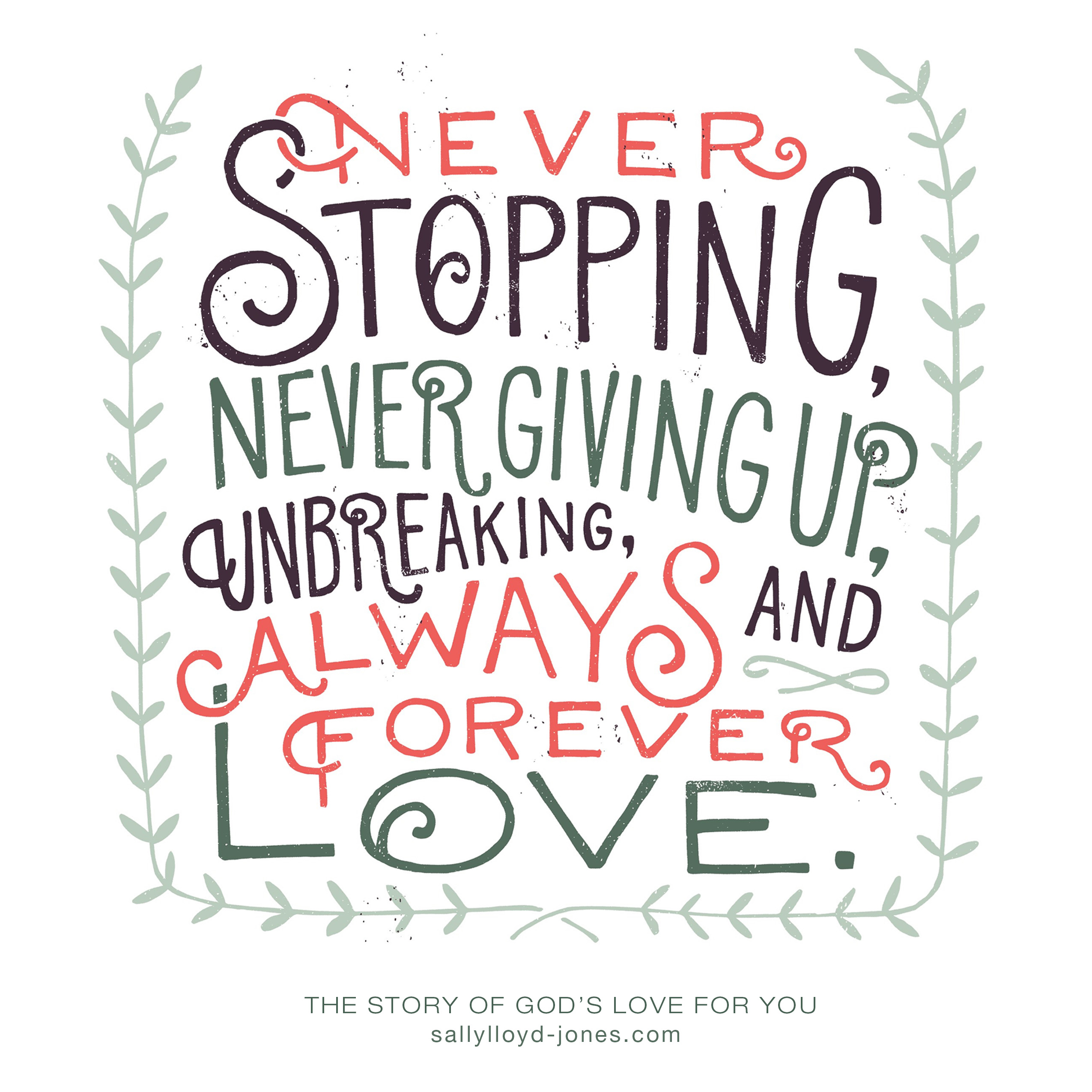 Never Stopping Never Giving Up Love Sally Lloyd-Jones